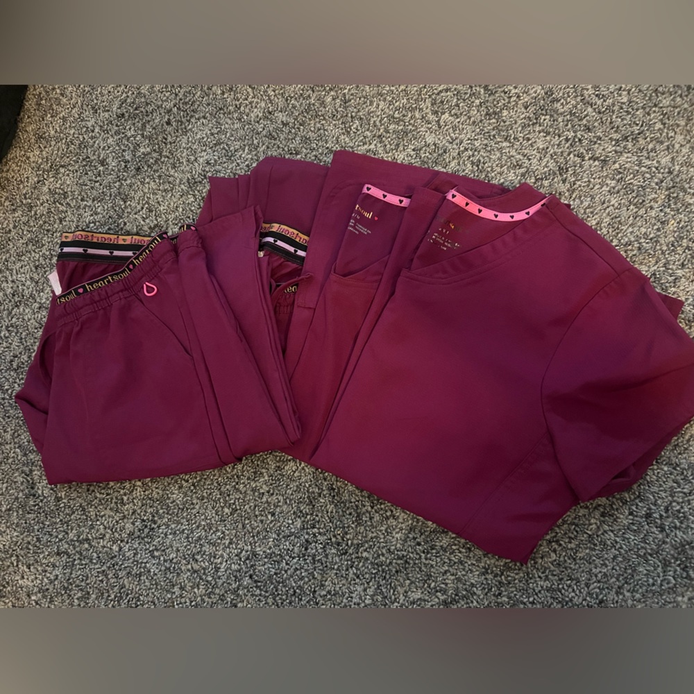 2 sets of heartsoul scrubs. Size medium. Selling together. Smoke free home.